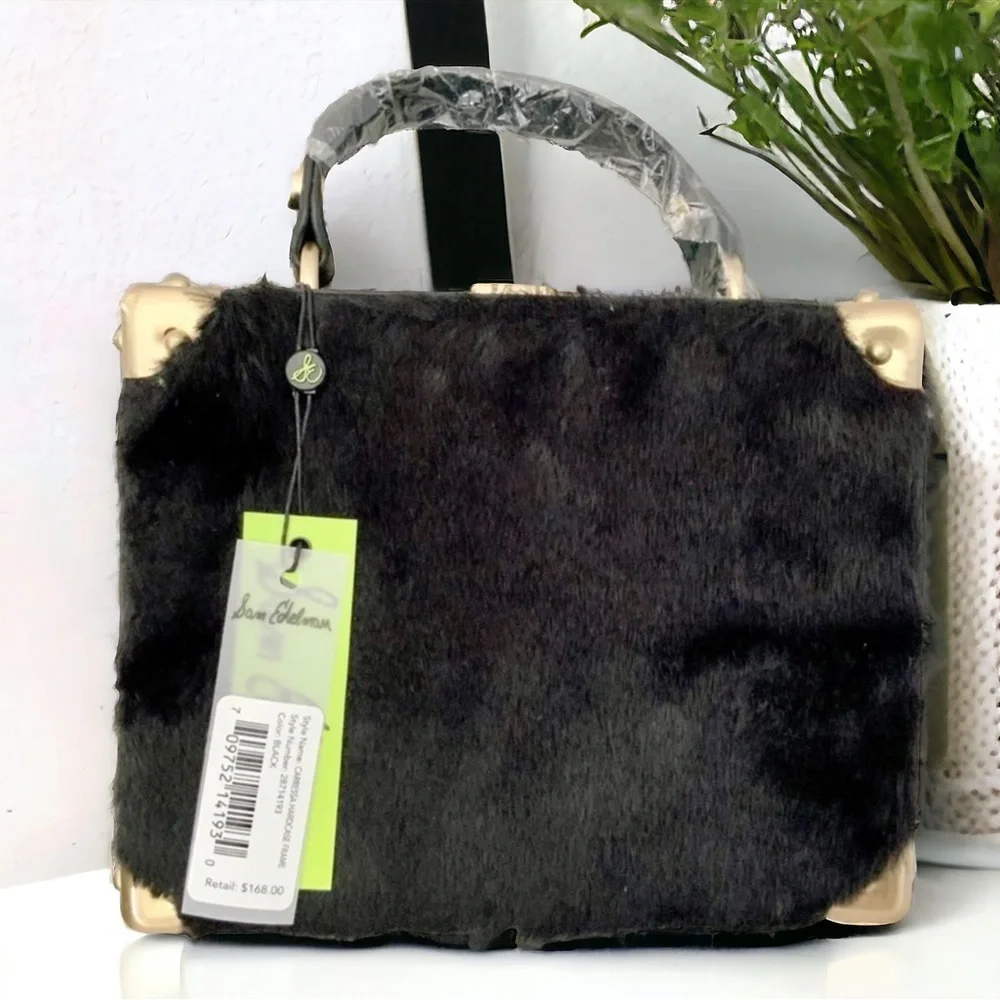 Sam Edelman Carressa Faux Fur Shoulder / Crossbody Bag with Jewels